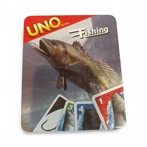 🎣 Uno Fishing Card Game in Tin 2012 Featuring Fish Cards Rare 🎣